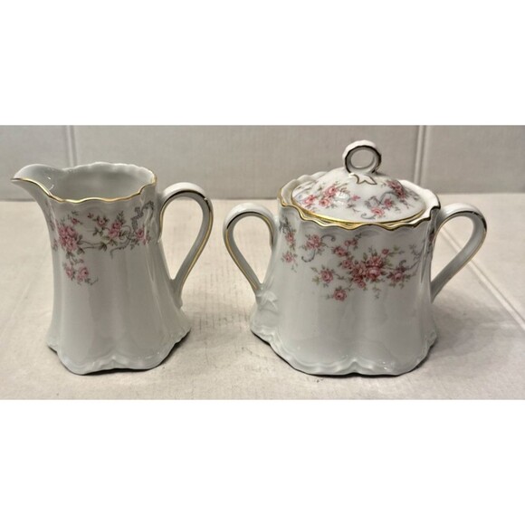 Hutschenreuther Selb Bavaria Richelieu Selb Creamer And Sugar w/Lid Vintage Pink - Picture 2 of 6